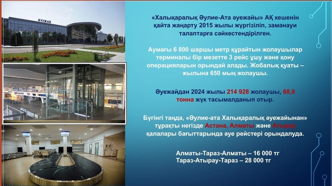 Халықаралық Әулие-Ата әуежайы жылына 650 мың жолаушыға қызмет жасай алады
